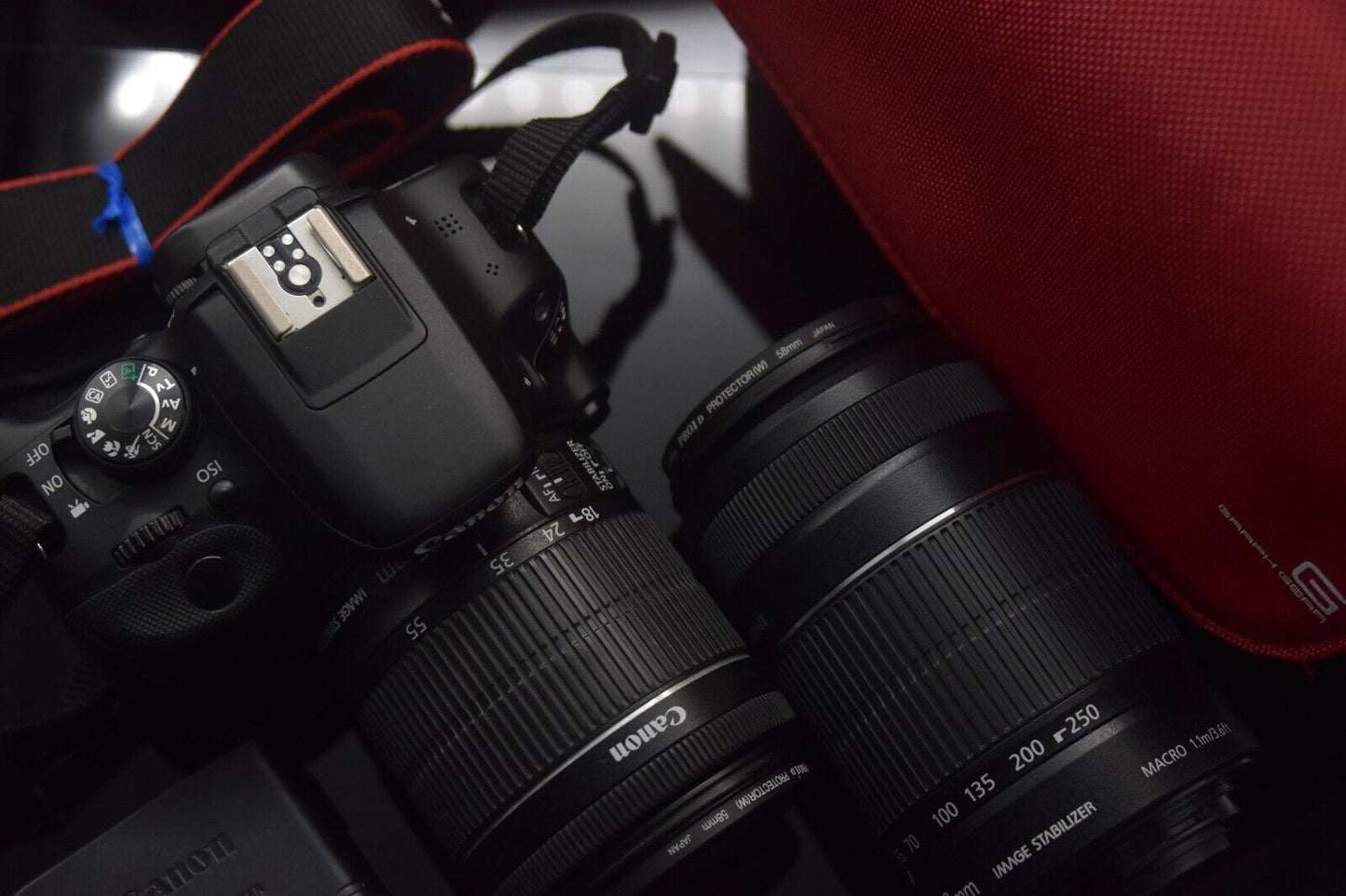 2 Lenses! Canon Eos Kiss X7 18-55mm & 55-250mm DSLR Camera Black From Japan 4651